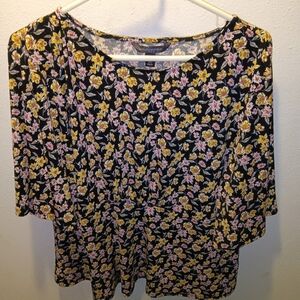 EUC Banana Republic Flowy 3/4 Sleeve Floral Top XL